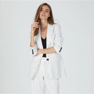Marc Aurel Stripped Black and White Women Cotton Blazer Jacket